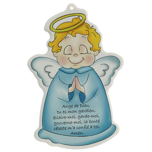 Kleines geformtes Bild mit Engel-Gottes Gebet auf Franzősisch 1