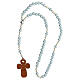 Różaniec szkło perłowe błękitne, z modlitwą w j. włoskim, na Chrzest s3