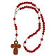Recuerdo Confirmación rosario elástico vidrio perlado rojo y oración s3