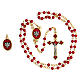 Souvenir set for Confirmation, golden rosary with red glass beads s2