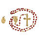 Souvenir set for Confirmation, golden rosary with red glass beads s3