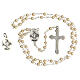 Set ricordo Comunione rosario dorato e grani vetro perlato s3