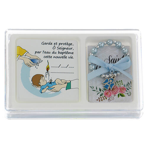Baptism box set with single decade rosary, FRE rosary booklet and picture 1