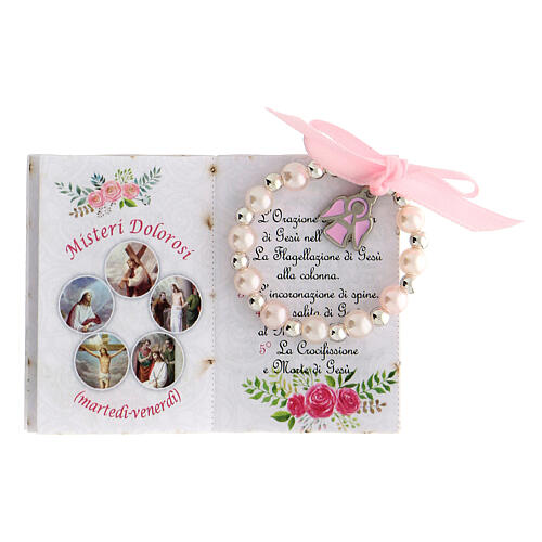 Geschenkbox zur Taufe mit Bild und Rosenkranz in rosa 2