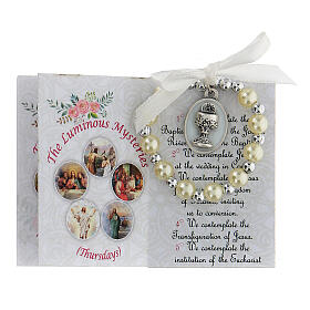 Holy Communion box set for boy, single decade rosary and picture ENG