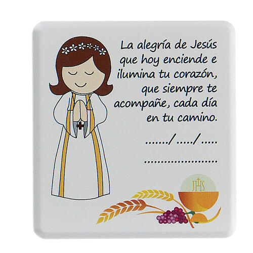 Kommunion-Andenken fűr Mädchen mit Rosenkranz (10 Kugeln) und kleinem Bild auf Spanisch 4