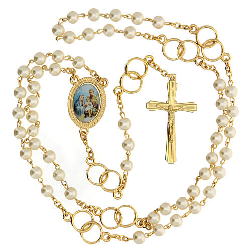 Wedding souvenir, golden rosary with wedding rings 2