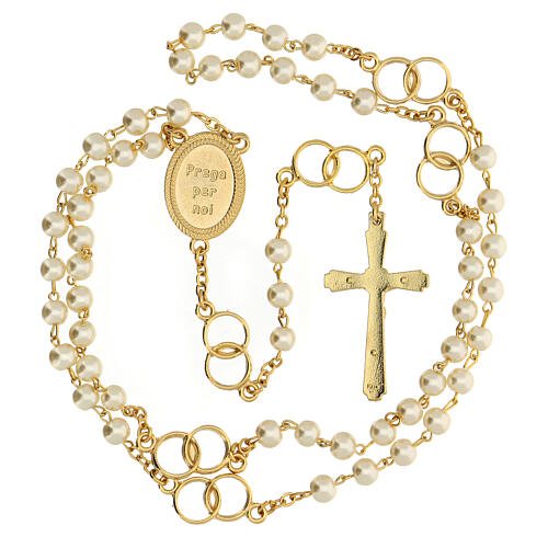 Wedding souvenir, golden rosary with wedding rings 3
