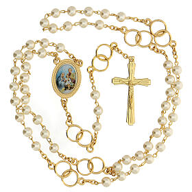 Wedding favor rosary with golden wedding rings