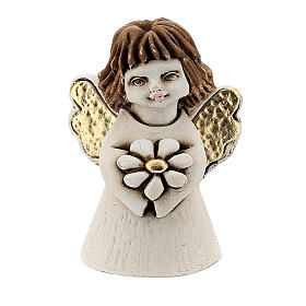 Resin angel with golden wings and heart, 5 cm