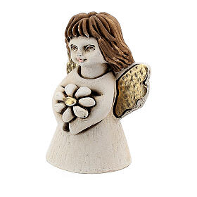 Resin angel with golden wings and heart, 5 cm