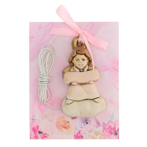 Hanging angel with pink bow 1