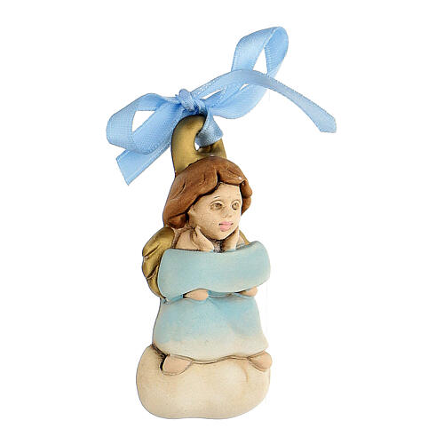 Angel figurine to hang blue bow 2
