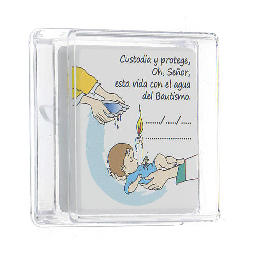 Kleines Andenken-Bild zur Taufe fűr Junge auf Spanisch 3