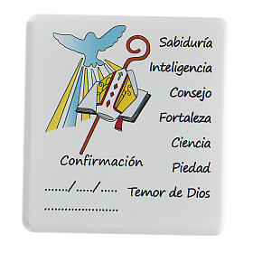 Andenken-Bild zur Konfirmation aus Holz auf Spanisch
