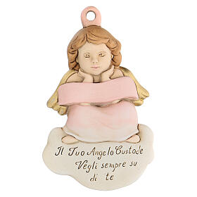 Guardian Angel bas-relief for hanging, pink version
