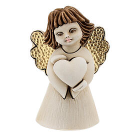 Angel figurine with heart in resin 10 cm