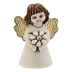 Angel figurine hands joined with flower 10 cm
