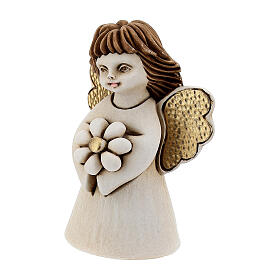 Angel figurine hands joined with flower 10 cm