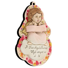 Angel plaque with flowers, pink version