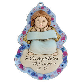 Angel plaque with flowers, blue version