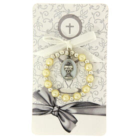 Decade rosary bracelet for Communion pearl glass beads