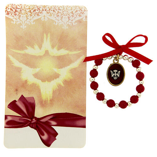 Red decade bead bracelet for Confirmation souvenir pack 2