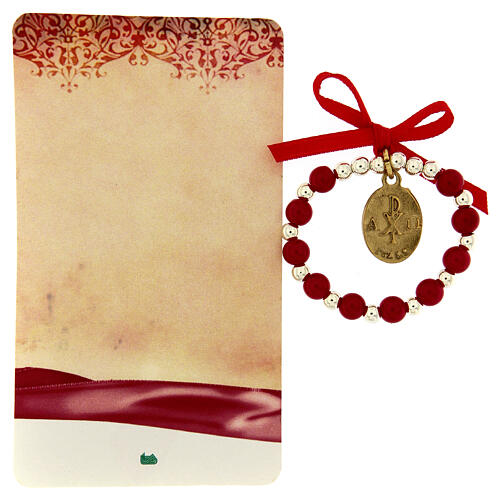 Red decade bead bracelet for Confirmation souvenir pack 3
