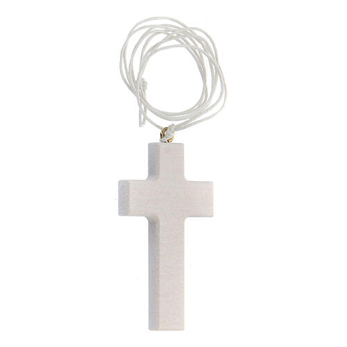 Communion favor white cross with cord, English 2