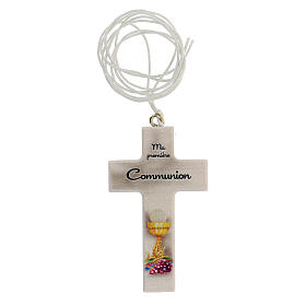 Holy Communion souvenir, white cross with lace FRE