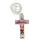 Holy Communion souvenir, pink cross with lace ENG s1