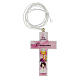 Souvenir Communion croix rose avec cordon ESPAGNOL s1