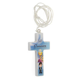 First Communion favor for boys white cross with cord, Italian