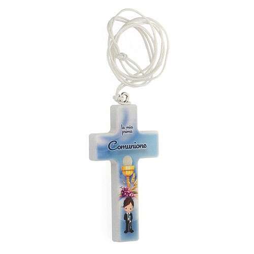 First Communion favor for boys white cross with cord, Italian 2