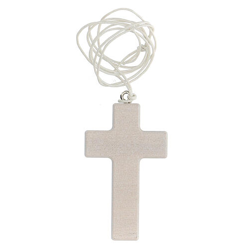 First Communion favor for boys white cross with cord, Italian 3