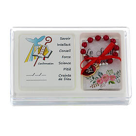 Confirmation box set decade rosary and small picture, French