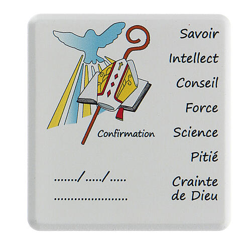 Confirmation box set decade rosary and small picture, French 4