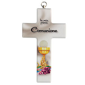 Communion souvenir, white cross with chalice