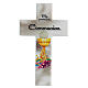 Communion souvenir white cross with chalice, French s1