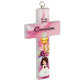 Rosafarbenes Kreuz zur Kommunion für Mädchen