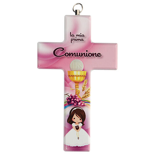 Rosafarbenes Kreuz zur Kommunion für Mädchen 1