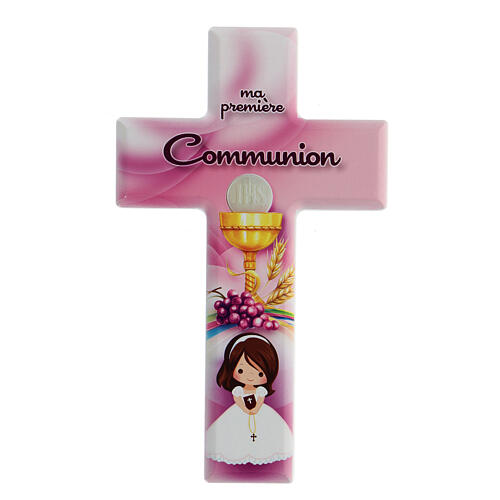Cruz rosa Comunión niña francés 1