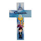 Hellblaues Andenken-Kreuz zur Kommunion fűr Junge auf Spanisch s1