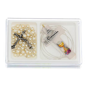 Holy Communion gift box, rosary and white cross SPA