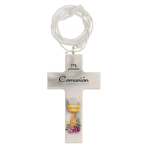 Communion set with cross and white rosary, Spanish 2
