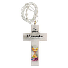 Communion set with cross and white rosary, French
