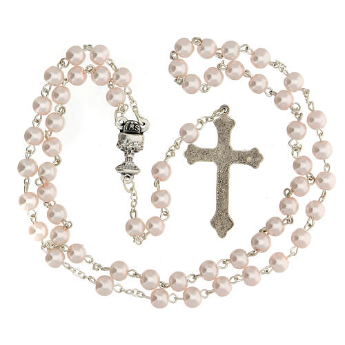 First Communion box set pink cross rosary, Italian 5