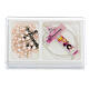 First Communion box set pink cross rosary, French s1