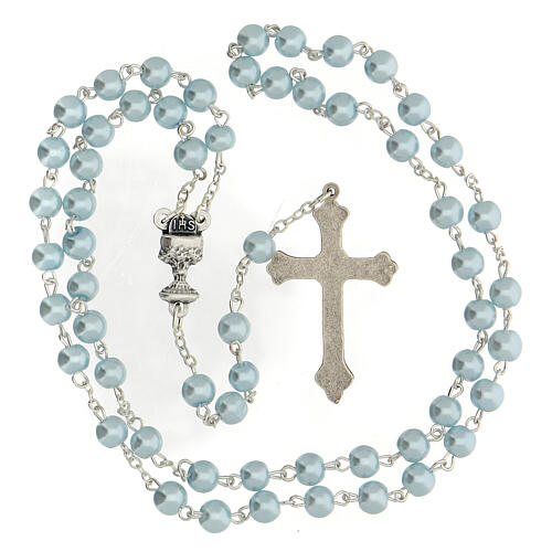First Communion box set blue cross rosary, Italian 5