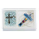 Set souvenir chapelet et croix bleu Communion ANGLAIS s1